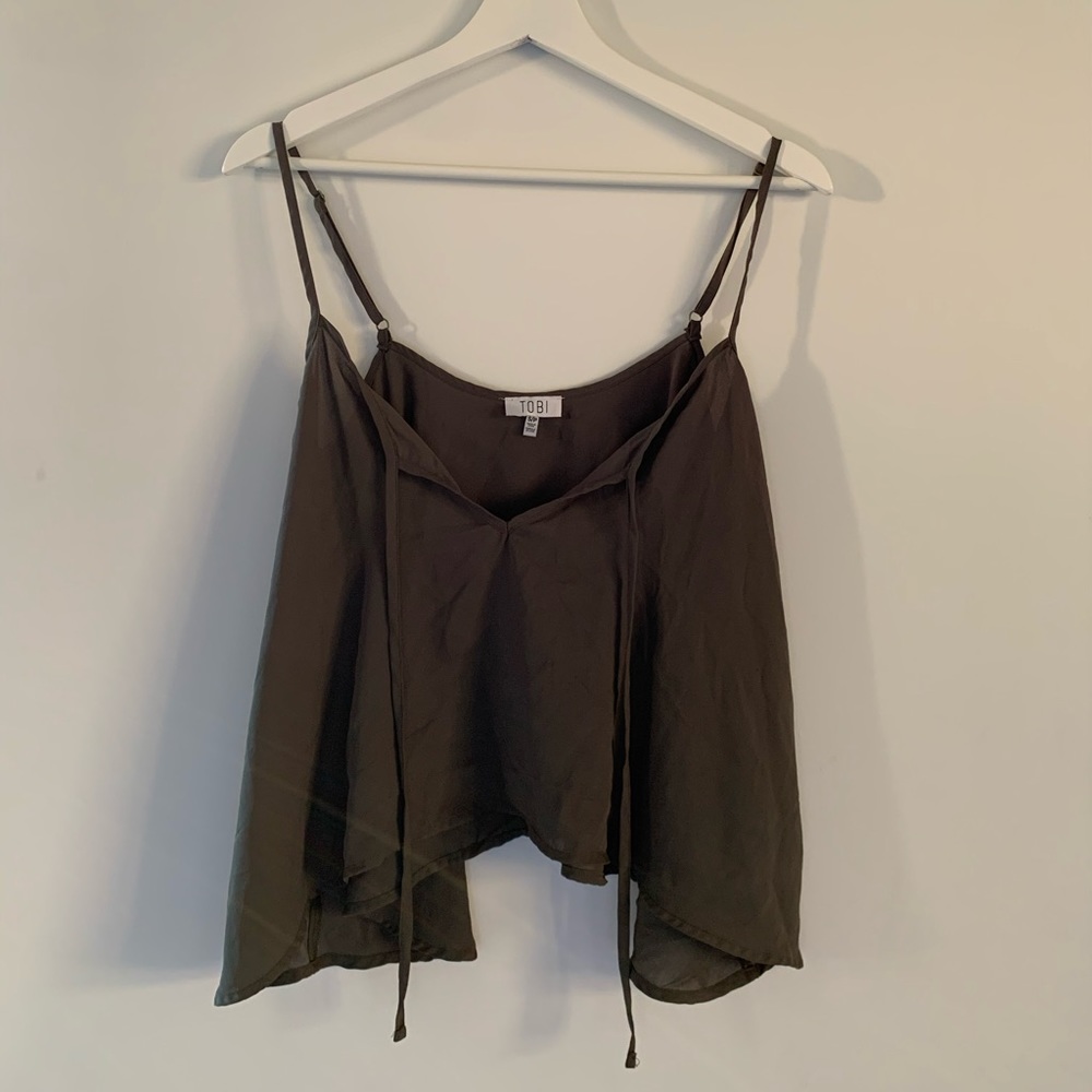 Tobi Olive Adjustable Crop Top